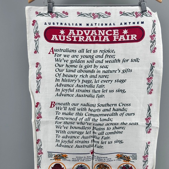 Rodriguez Other - Rodriguez Australian National Anthem Advance Australia Fair Linen Tea Towel 1999